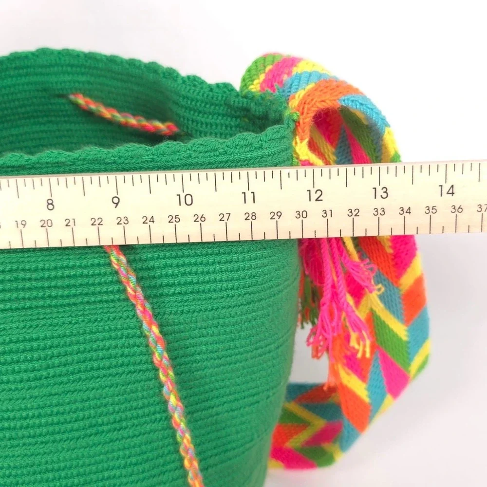 Colombian Large‎ Handmade Wayuu Mochila Bag Solid Casual Top Quality Green Multi